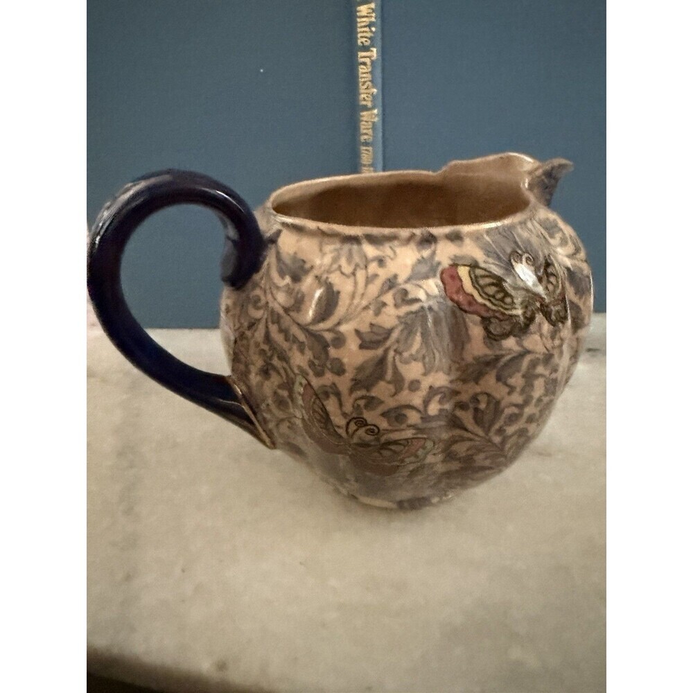 Royal Doulton Antique Ceramic Pitcher Floral Butterflies Crazing Made In England - Picture 3 of 11